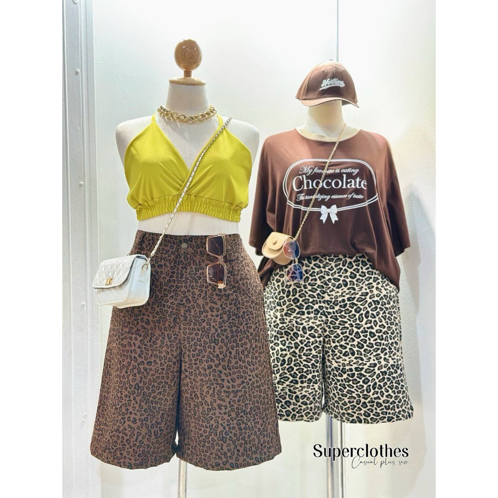 Tiger Shorts 🐆👧🏻🤎🧺🥾  กางเกง5ส่วน งานฮิปๆ เนื้อผ้ายีนส์พิมพ์ลายเสือ เนื้อผ้าลายสวย คมชัด ผ้าเนื้อดีสาวอวบ