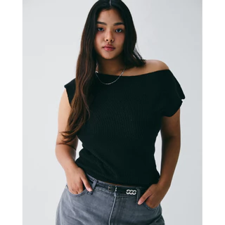 STUDIO UNKNOWN - Nash Knit Top เสื้อนิตตัดต่อเทคนิคการทอลายดีไซน์ปลายรุ่ย