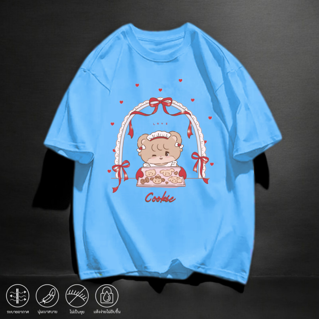 เสื้อยืด สกรีนลายการตูนน่ารักๆ สีสันสดใส ผ้านุ่มนิ่มใส่สบาย เนื้อผ้าโพลีเอสเตอร์ แฟชั่นสไตล์เกาหลี ยอดฮิต Q2899
