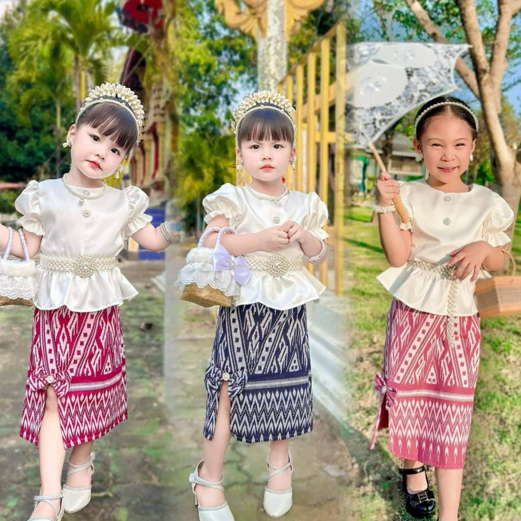 ชุดไทยเด็กผู้หญิง ลายลิซ่า (ไม่มีเข็มขัดนะคะแม่)