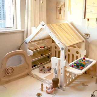 PlayPark เต้นท์เด็ก คอกกั้นเด็ก บ้านของเล่นเด็ก บ้านของเล่นเด็ก มาพร้อมโต๊ะประกอบ ประตูรถ