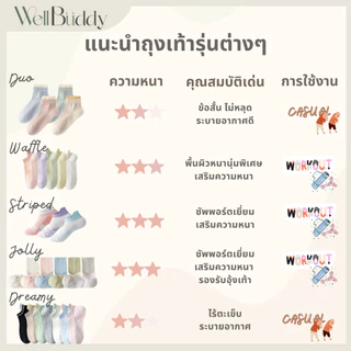 WellBuddy ถุงเท้าออกกำลังกาย ถุงเท้ากีฬา ถุงเท้าวิ่งผู้หญิง มากกว่า 20 แบบ (Women Training Socks)