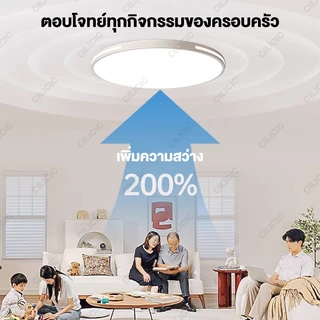 โคมไฟเพดาน ไฟ LED โคมไฟติดเพดาน ไฟวงกลม สแควร์ ไฟห้องนอน เรียบง่าย 3สี รีโมทคอนโทรล ห้องนั่งเล่น