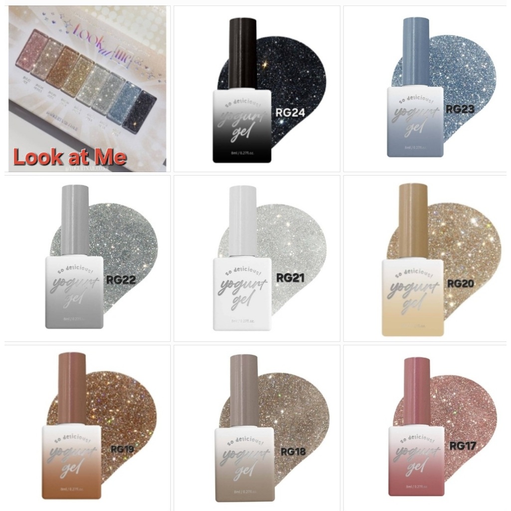 แยกขาย สีเจลYOGURT 'Look At Me' collection 8 สีกลิ๊ตเตอร์แฟลช ของแท้จากเกาหลี
