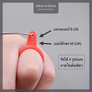 พวงแหวนพลาสติก วัดนิ้วมือ เทียบ Size แหวนแบบ 4 มาตรวัด ใช้วัดขนาดรอบนิ้วมือ เพื่อหาขนาดแหวน Gray & Gold Jewelry [GG015]