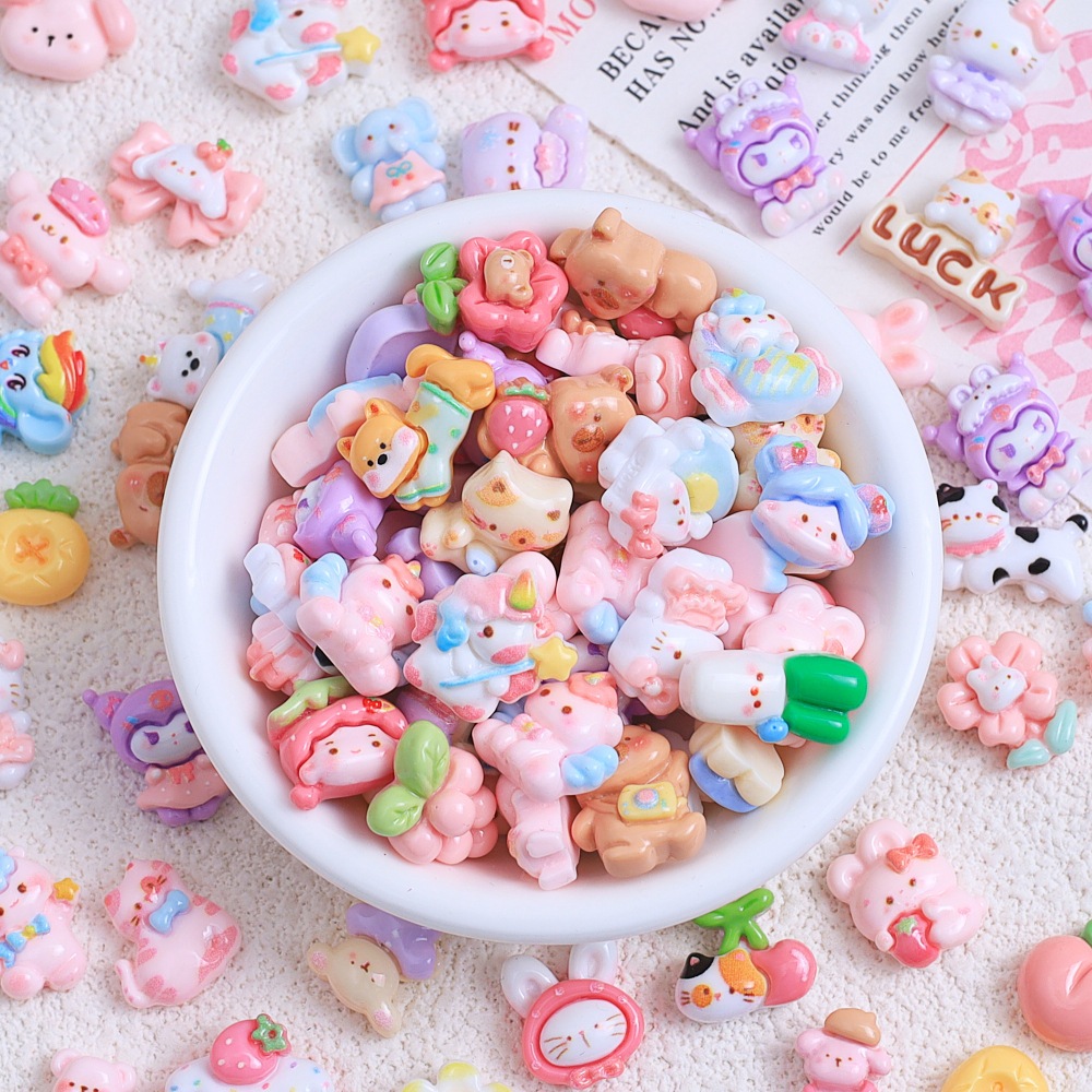 DIYวัสดุทำมือ อุปกรณ์เสริม เคสโทรศัพท์ อุปกรณ์ DIY เรซิ่น การ์ตูนน่ารัก แพคเกจวัสดุกาวครีม 3Dสามมิติสต