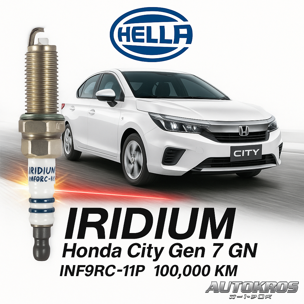 หัวเทียนเข็ม อิริเดียม Honda City Gen 7 GN  ชุด 4 หัว  100,000 กม : Iridium  Hella INF9RC-11P
