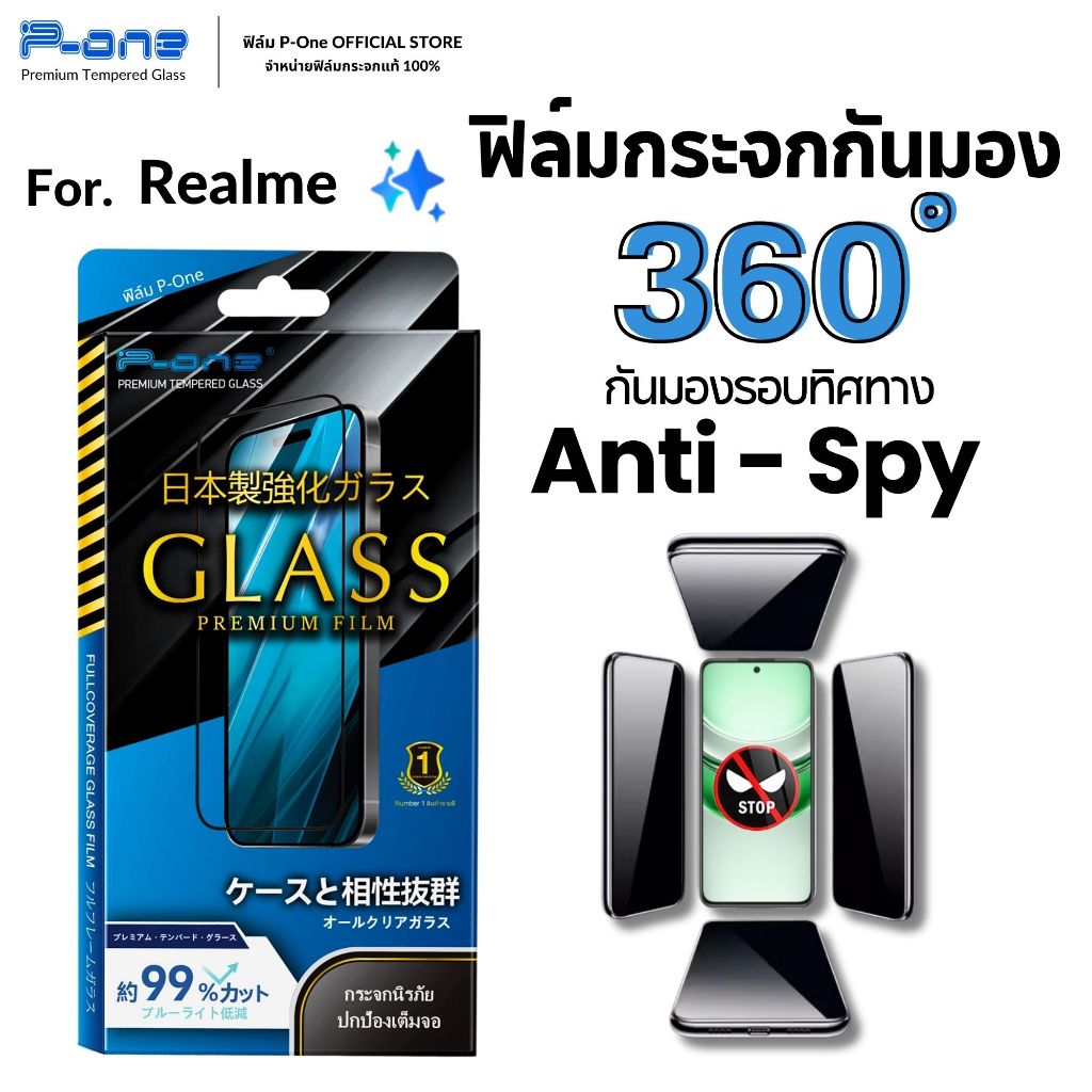 ฟิล์ม realme กันเสือก 360องศา งานญี่ปุ่น คุณภาพดี c55 c75 c53 c63 c17 c21y neo2 gt-5G