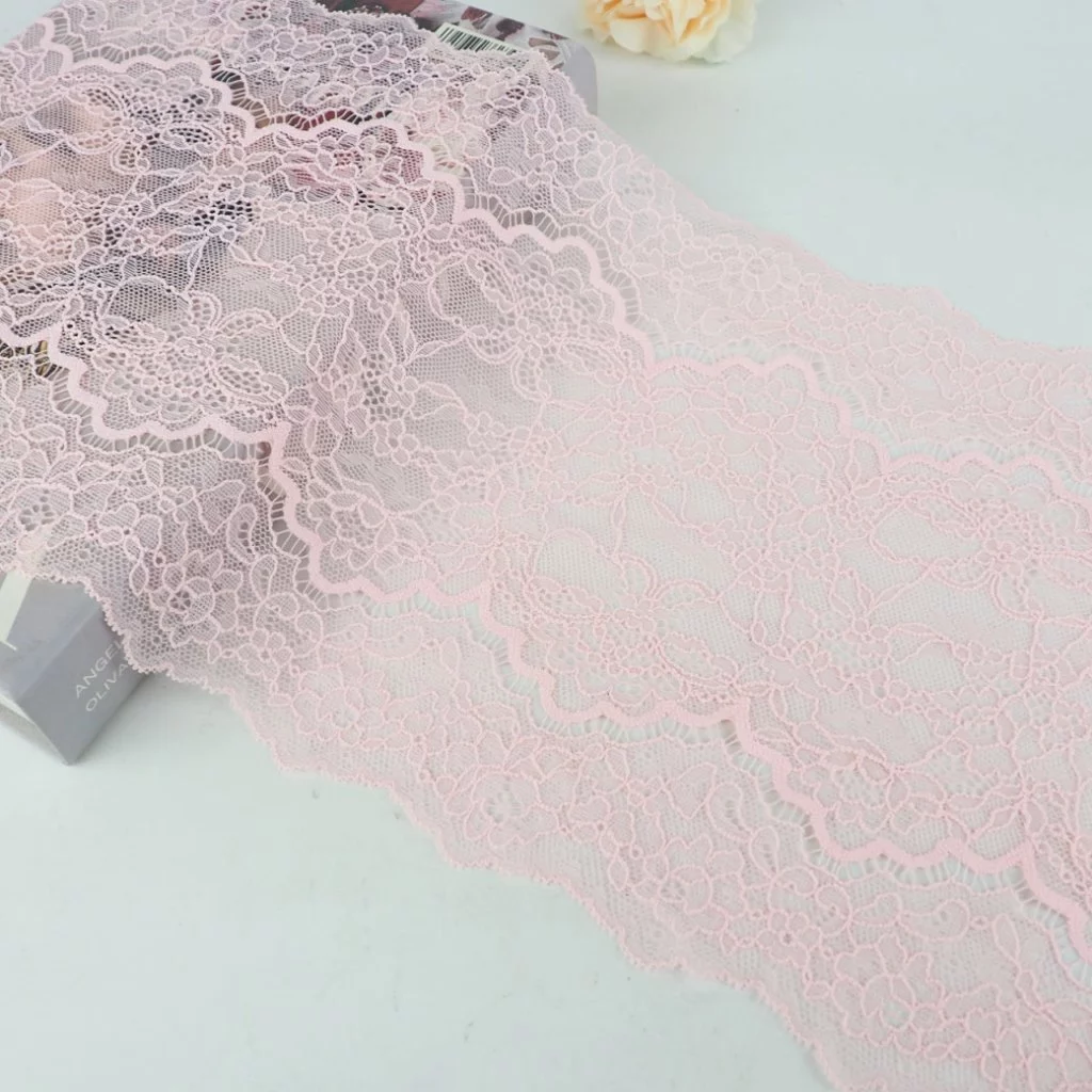 (ลายใหม่)ชุด2 ลูกไม้ไนล่อน สีชมพู🩷 กว้าง 6นิ้ว-9นิ้ว (✂️ตัดขายเป็นหลา) #548 1005 1128 1131 1527 2024 2027 3114 3139 3140