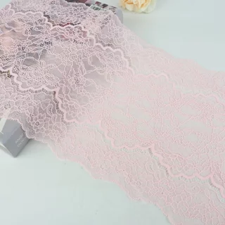 (ลายใหม่)ชุด2 ลูกไม้ไนล่อน สีชมพู🩷 กว้าง 6นิ้ว-9นิ้ว (✂️ตัดขายเป็นหลา) #548 1005 1128 1131 1527 2024 2027 3114 3139 3140