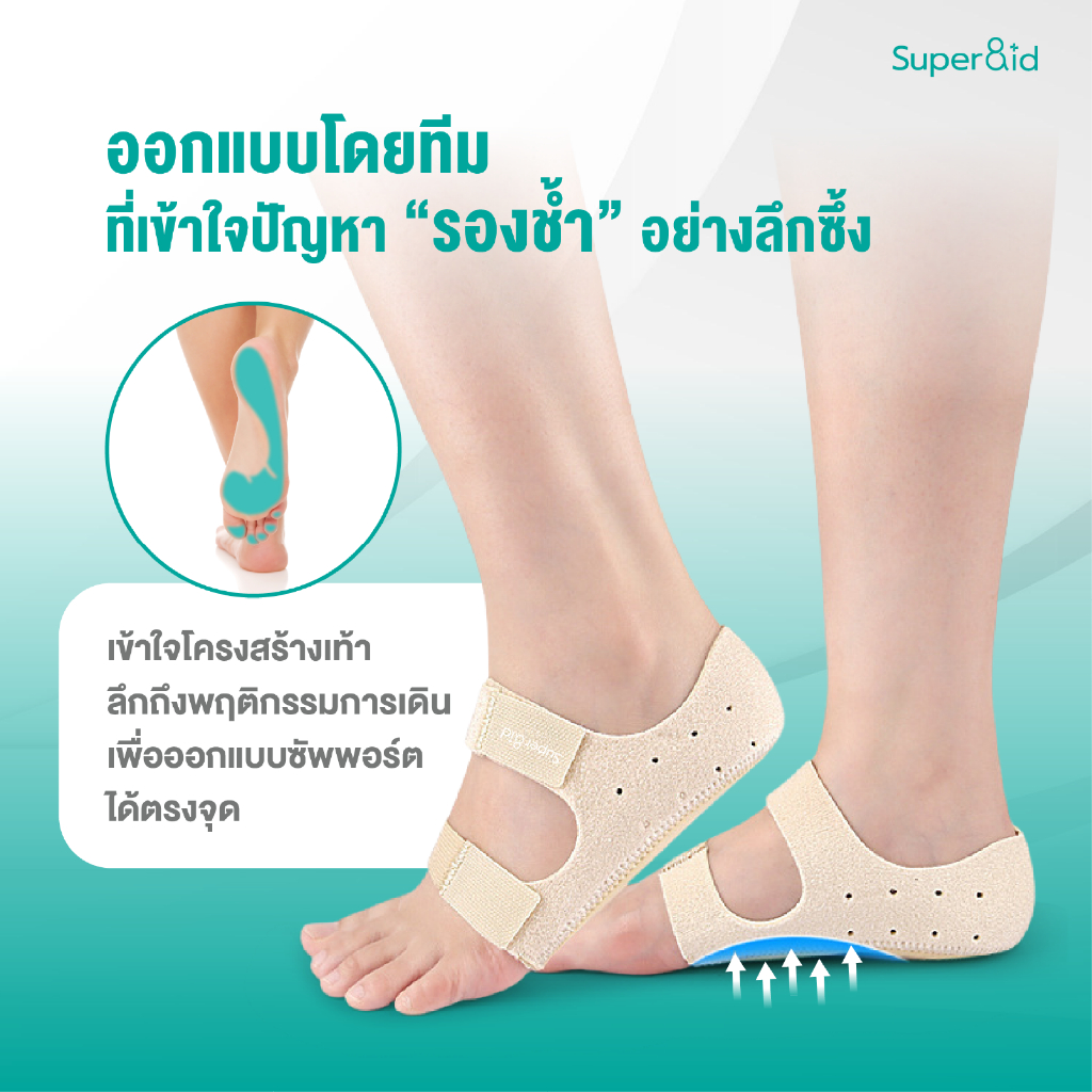 Super8id รุ่นใหม่ HeelPro Comfort+ ถุงเท้า รองช้ำ ยืน 10 ชั่วโมงไม่ปวด เสริม เจล 2 จุด - รูปที่ 3
