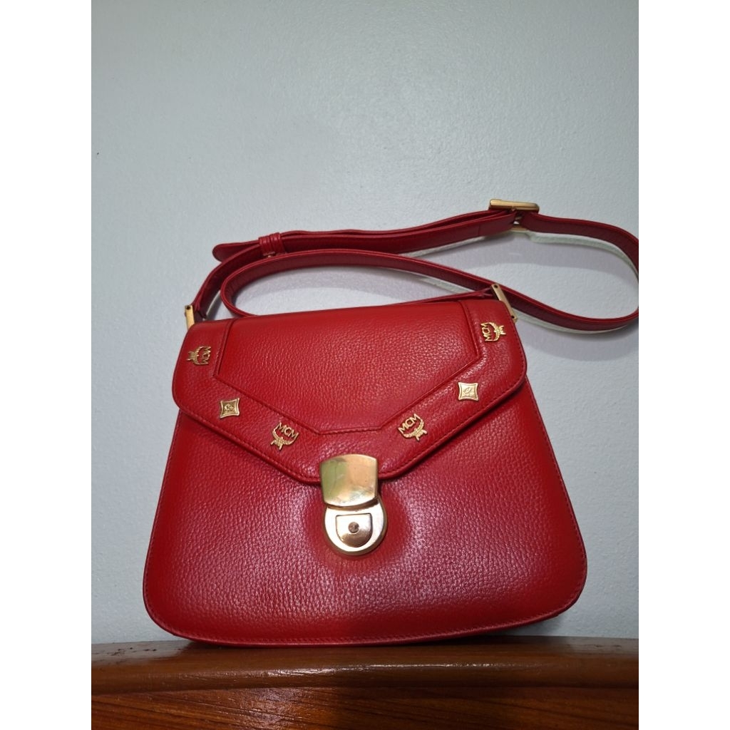McM red leather Crossbody bag