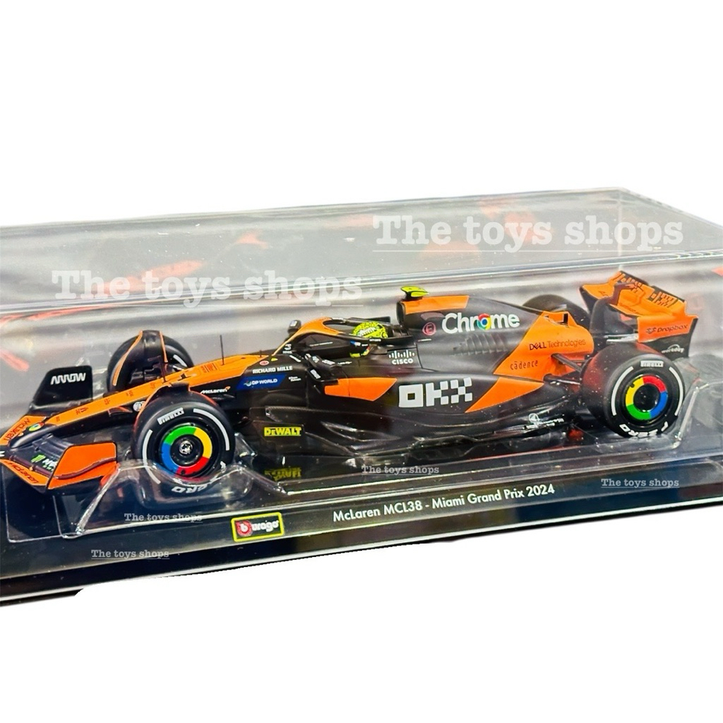 โมเดลฟอมุล่าวัน burago1:24 โมเดลF1 Mclaren MCL38- miami Grand prix 2024