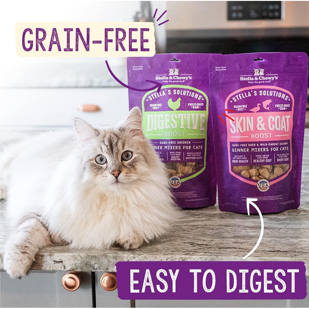 2 สูตร Stella & Chewy's – Stella’s Solutions  Freeze-Dried Raw, Protein Rich, Grain Free Cat Food – 