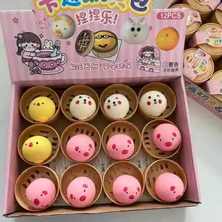 พร้อมส่งในไทย ยกกล่อง ซาลาเปาของเล่น บีบๆๆคลายเคลียด สกุชชี่ แฟนซี สินค้ายกโหล (12ชิ้น)