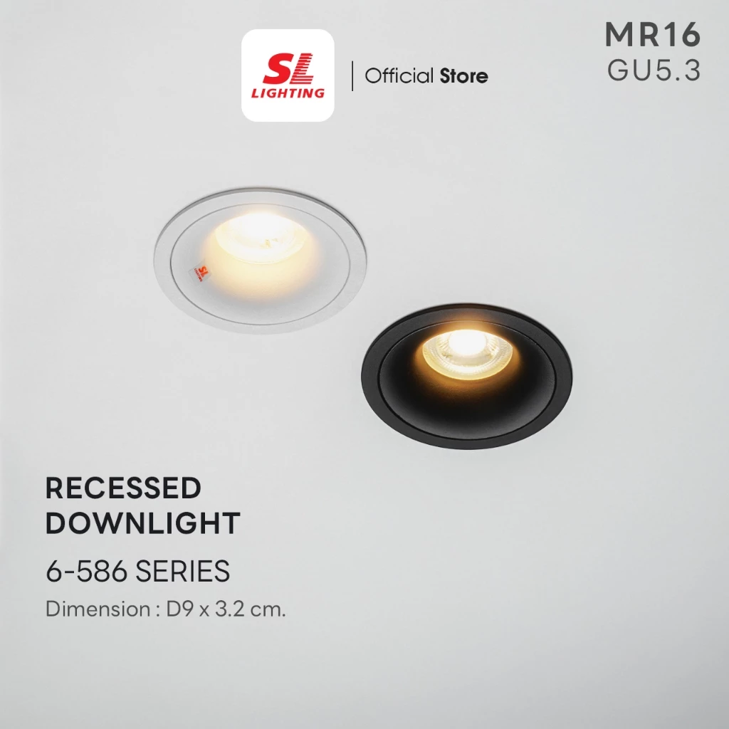 SL LIGHTING | Recessed Downlight Die-cast Aluminium เปลี่ยนหลอดจากด้านหน้าได้ แถมฟรีขั้ว GU5.3 รุ่น 586