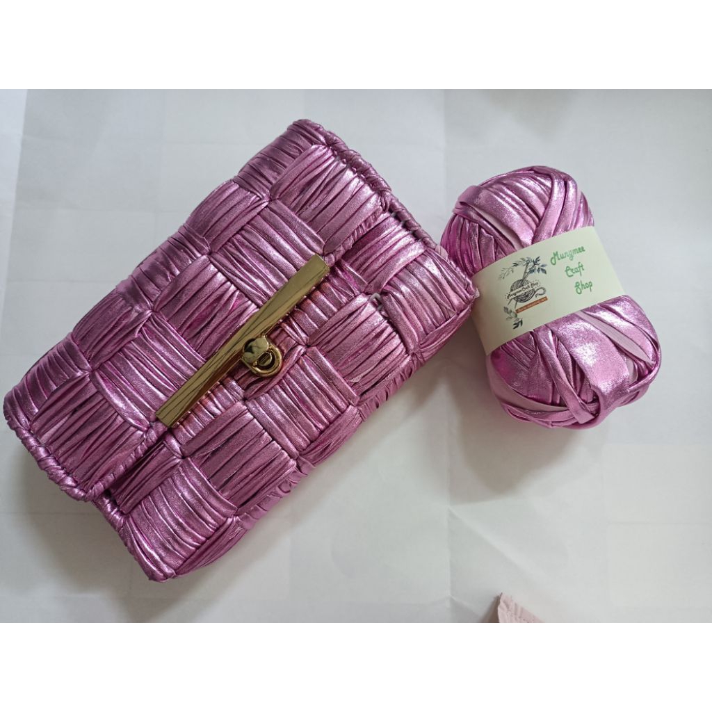 เชือกผ้ายืด metallic สำหรับโครเชต์กระเป๋า หมวก ปักเฟรม งานฝีมือต่างๆ