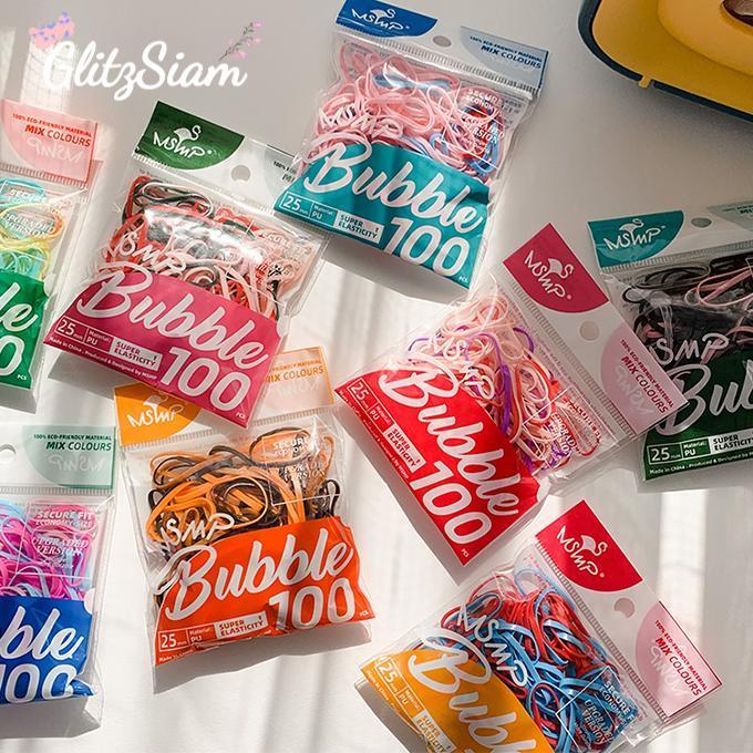 Glitzsiam🍭🍭ยางรัดผมแบบพื้นฐาน ยางรัดผมสีลูกกวาด มีให้เลือกหลายสี ราคาประหยัด 100 เส้นต่อแพ็ค.