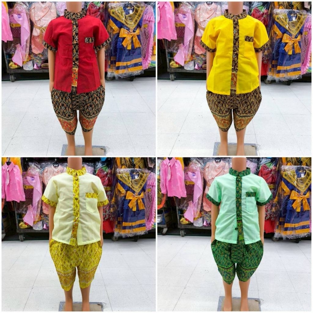 💥มีเก็บปลายทาง 😍ราคาพิเศษ👍ชุดไทยใส่ไปโรงเรียน ผ้าโทเรแต่งลายไทยโขมพัสตร์ ร่วมอนุรักษ์วัฒนธรรมไทย ใส่สบาย หล่อๆเลย ค้า