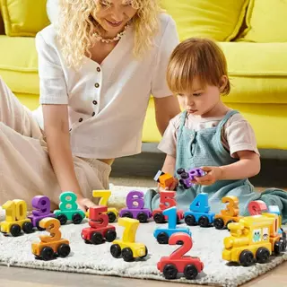 JoyToys รถไฟไม้แม่เหล็กของเล่นของเล่นดิจิตอลเด็กเรียนรู้ของเล่นประกอบการประกอบ