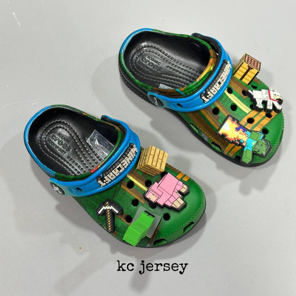 รองเท้าเด็ก Crs pea-nut ลายการ์ตูน รุ่นแตะ แบบสวม หัวโต มีไซส์ C7---J3 Mine-craft