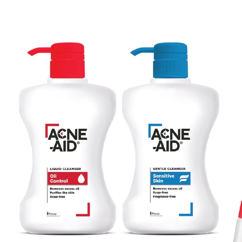 🚩🚩 โปรถูกสุด !!  Acne-aid gentle cleanser 500ml สีฟ้า / liquid cleanser สีแดง 500ml
