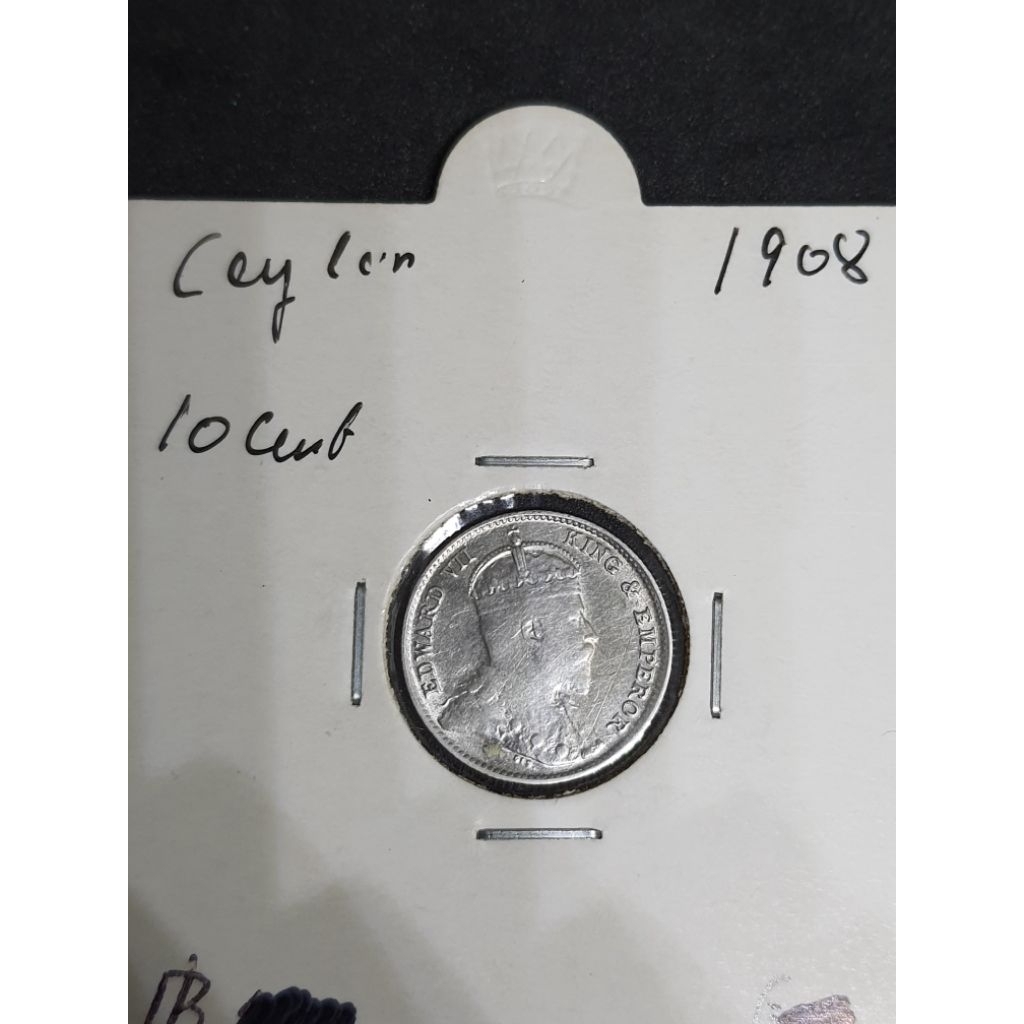 เหรียญเงินต่างประเทศCeylon ปี ค.ศ.1908 10 cent #เหรียญหายาก #เหรียญสะสม