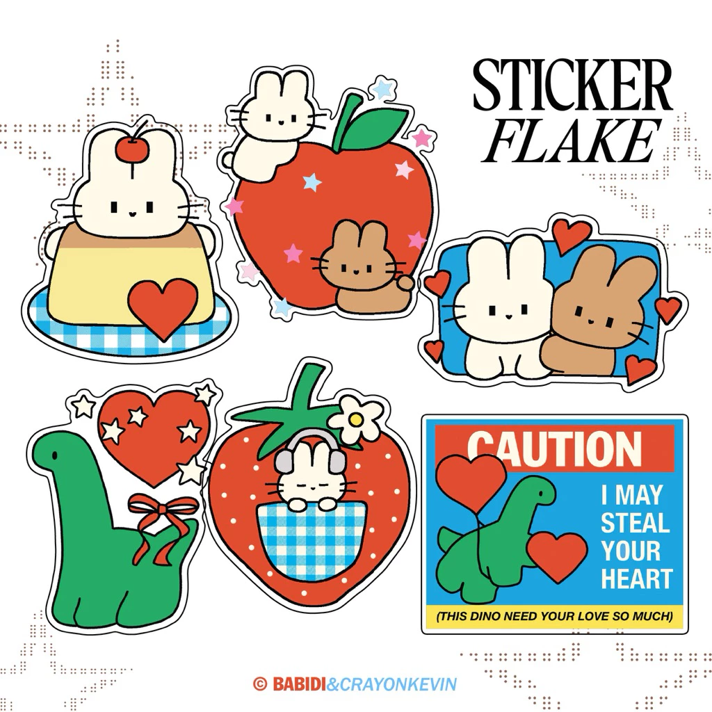 (Sticker Flake) Babidi & Kevin Ver.1 สติกเกอร์ไดคัทแยกชิ้น แบบใสพิมพ์ทึบ