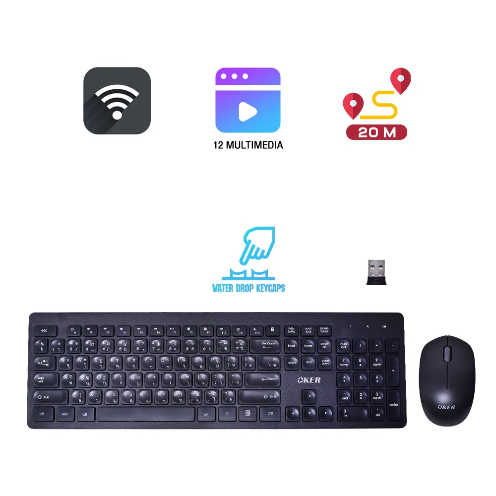 Oker ชุดคีย์บอร์ด+เมาส์แบบไร้สาย รุ่น K9300