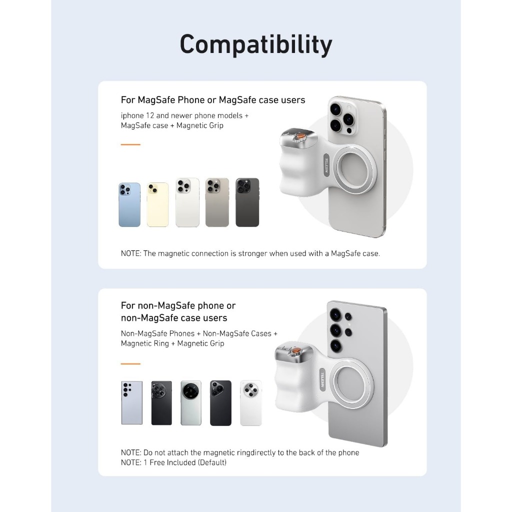 [พร้อมส่ง] TELESIN fun shot magnetic grip2 for smartphone (White) P5-MP-001WH ราคา ถูกที่สุด ดีลบีเคเค แกลเลอรีภาพที่ 7