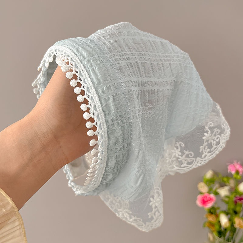 Fashion girl🌞🌞แฟชั่นใหม่ ที่คาดผมลูกไม้ ผ้าโพกศีรษะสามเหลี่ยม ลายสก็อต สไตล์ฝรั่งเศ หลากหลายสไตล์ให้เลือก - รูปที่ 3