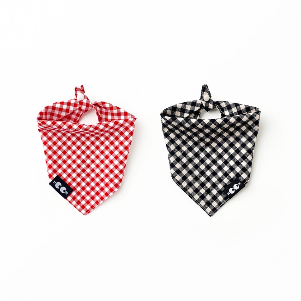 HO.OH - Little Red and Black Gingham - ผ้าพันคอลายสก็อต สไตล์โฮมมี่ ผ้าพันคอหมา ผ้าพันคอแมว