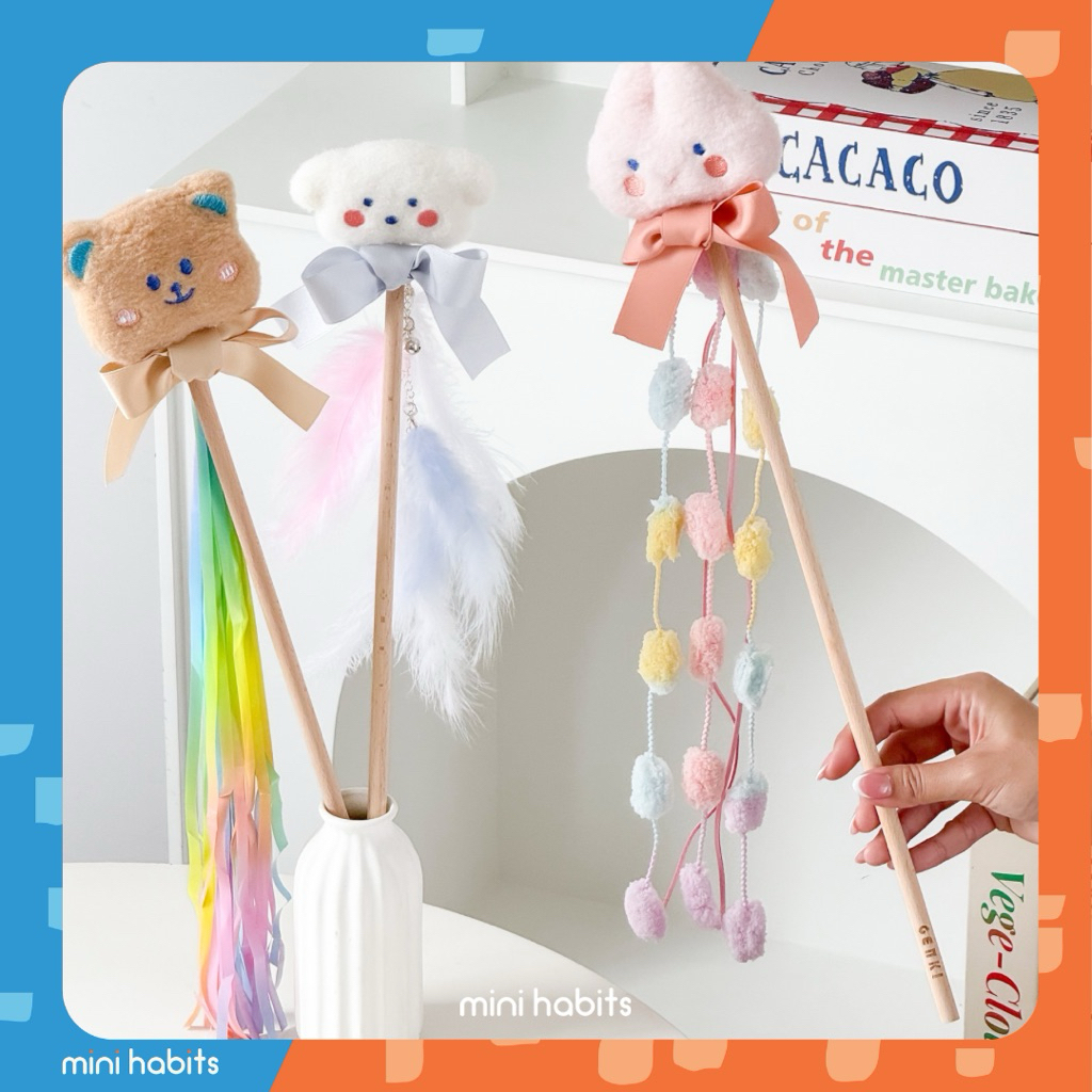 [🚚 พร้อมส่ง] ไม้ล่อแมว Colorful Teaser Cat Toy ไม้ตกแมว ของเล่นแมว ลายน่ารัก