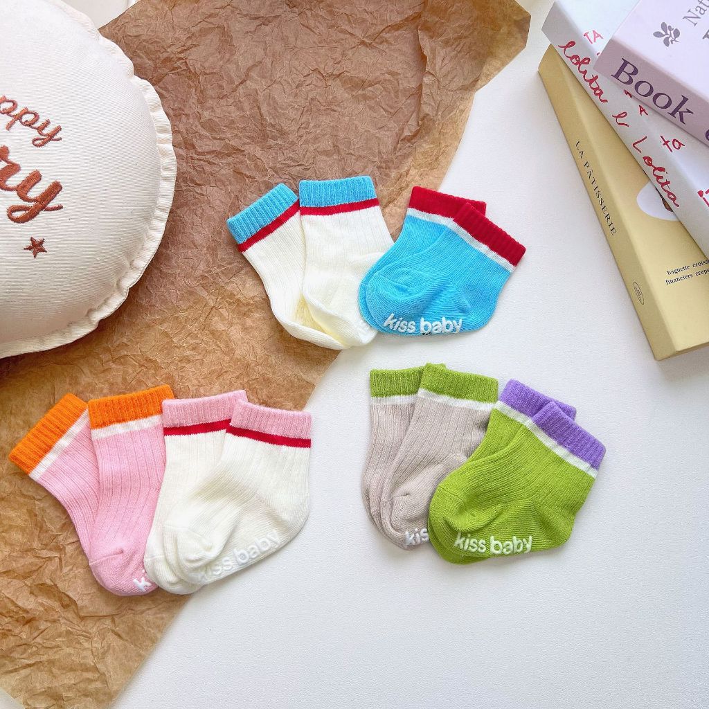NT-148 (สินค้าพร้อมส่ง) 🧦 ถุงเท้าเด็ก "Kiss Baby" สีพาสเทลสุดคิ้วท์ 💖