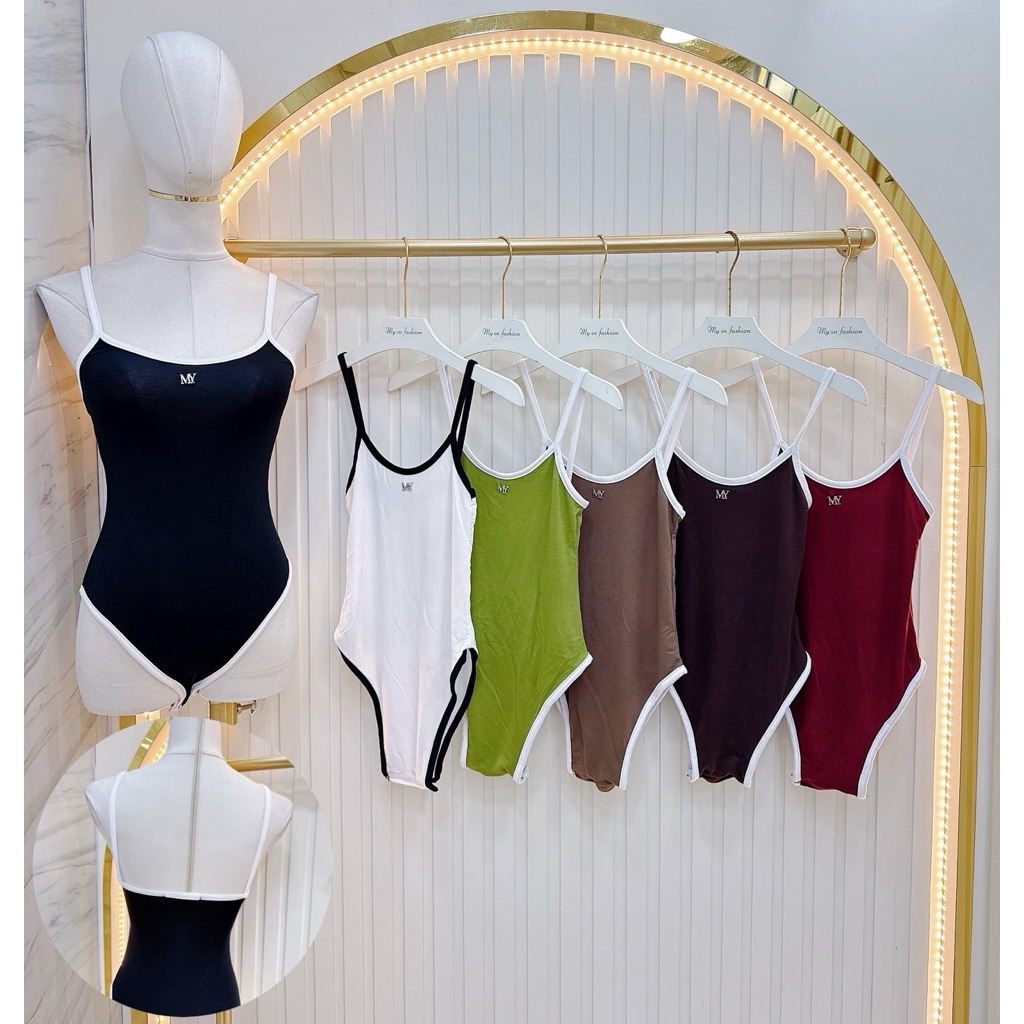 🤎บอดี้สูททูโทนกระดุมเป้า🤎