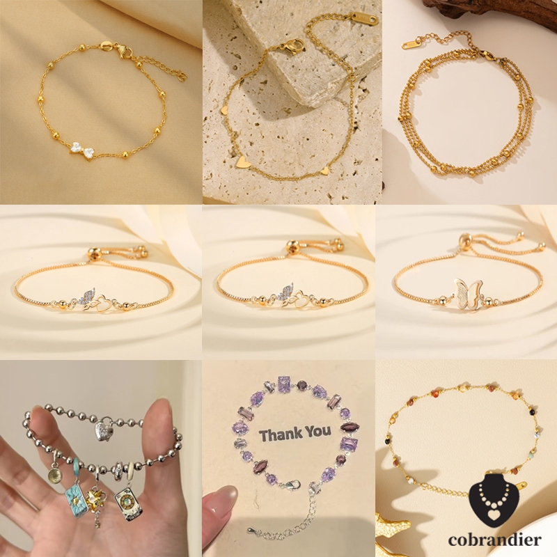 CODส่งเร็ว⚡สร้อยข้อมือไทเทเนียม18Kสี่ใบโคลเวอร์กุหลาบทองหรูหราสไตล์เกาหลีเครื่องประดับแฟชั่นเสริมดวงเฮงไม่ตกสี