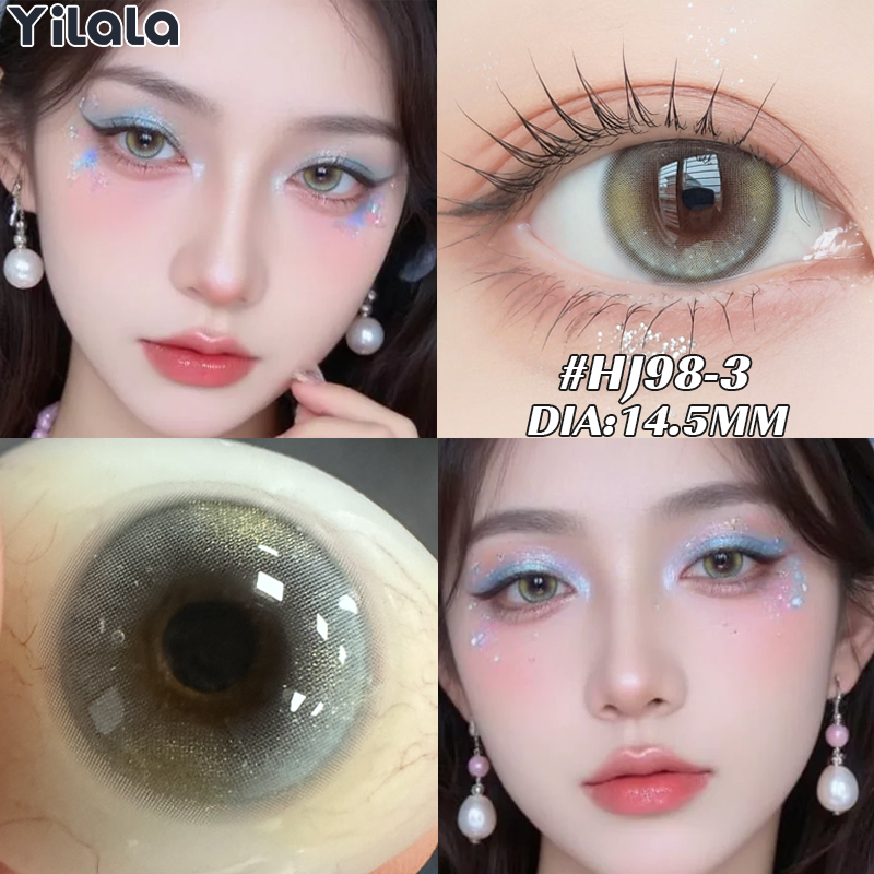 YILALA คอนแทคสีฟ้า 2 ชิ้น6 เดือน กรองแสง คอนแทคเลนส์ ลาย พระจันทร์เสี้ยว ดอลลี่อาย 14.5 มม.