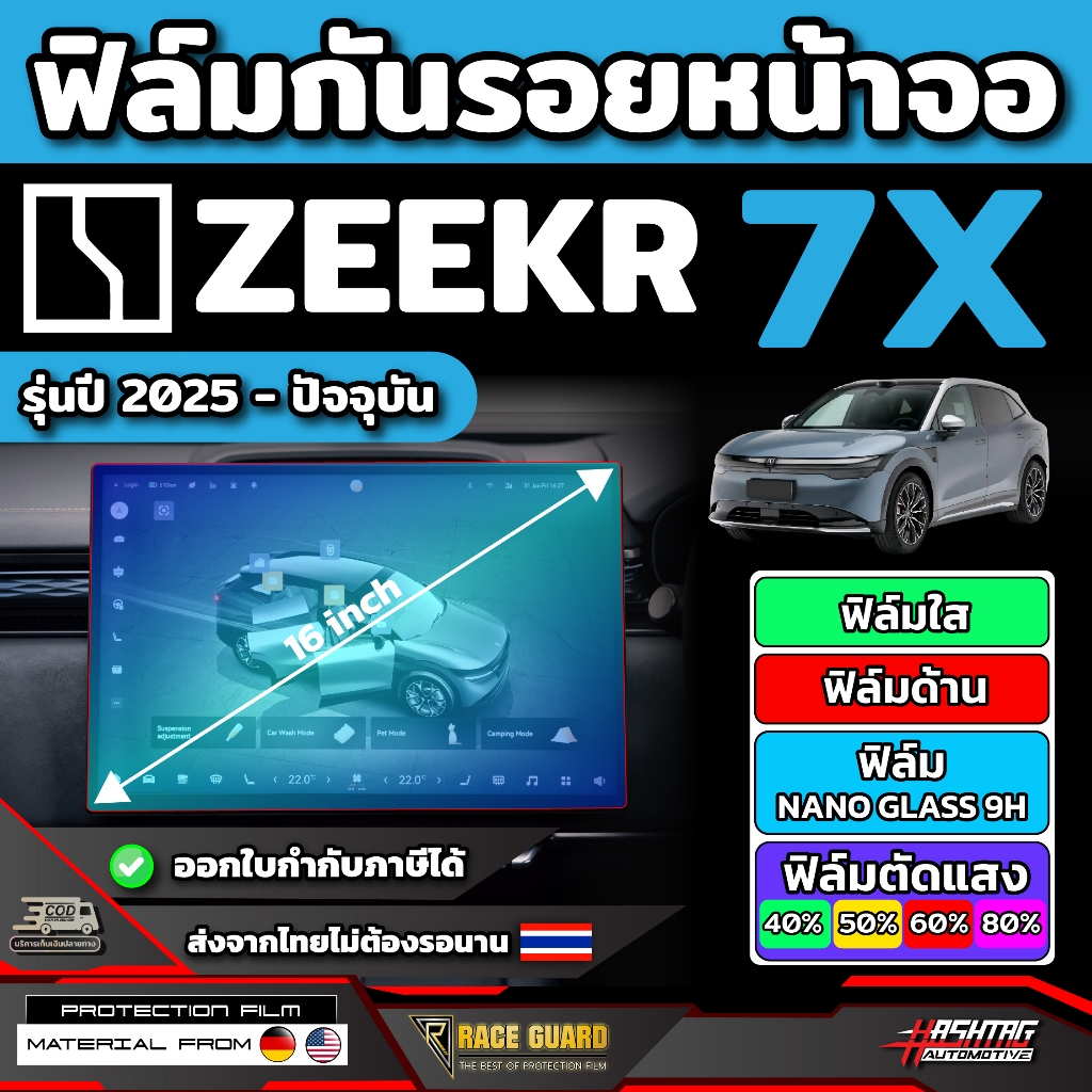 ฟิล์มใสกันรอยหน้าจอรถ Zeekr 7X ปี 2025-ปัจจุบัน [ซีคเกอร์ 7 เอ็ก]