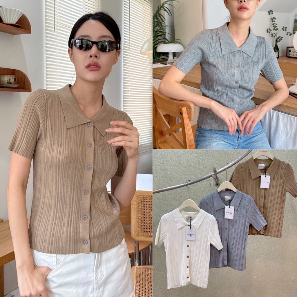 VL เสื้อครอปคอปก งานทอไหมพรมเล็กละเอียด  เนื้อผ้าทอนุ่มมากๆๆ ทรงสั้น เข้ารูป รุ่นนี้แนะนำเลยว่าต้องมีครบสี