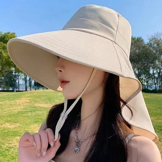 Fashion girl🌈🌈หมวกกันแดด ปีกกว้าง หมวกบักเก็ต ป้องกันรังสียูวี สไตล์ทันสมัย มีเชือกกันลม ราคาถูกที่สุด