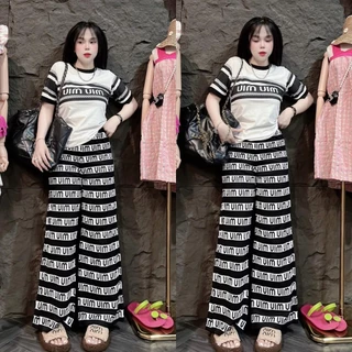 Mayura_Stores No.Set5252 ชุดเซ็ท2ชิ้น เสื้อแขนสั้น+กางเกงขายาวพิมพ์ลายU ชุดเซ็ท เสื้อผ้าแฟชั่น