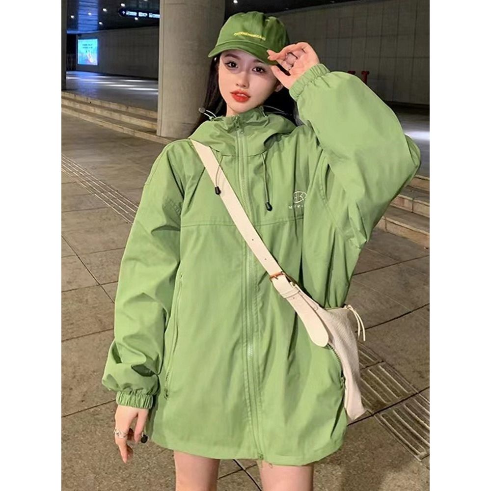 KKS⭐️พร้อมส่ง⭐️เสื้อแจ็คเก็ตแขนยาว กันแดด กันลม มีซิป มีฮู้ด เนื้อผ้าบาง ทรงหลวม สไตส์เกาหลี #58558