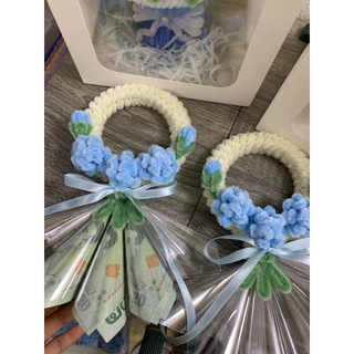พวงมาลัยใส่ธนบัตร พวงมาลัยกำมะหยี่ พวงมาลัยใส่เงิน ของขวัญวันแม่ 💙🩵