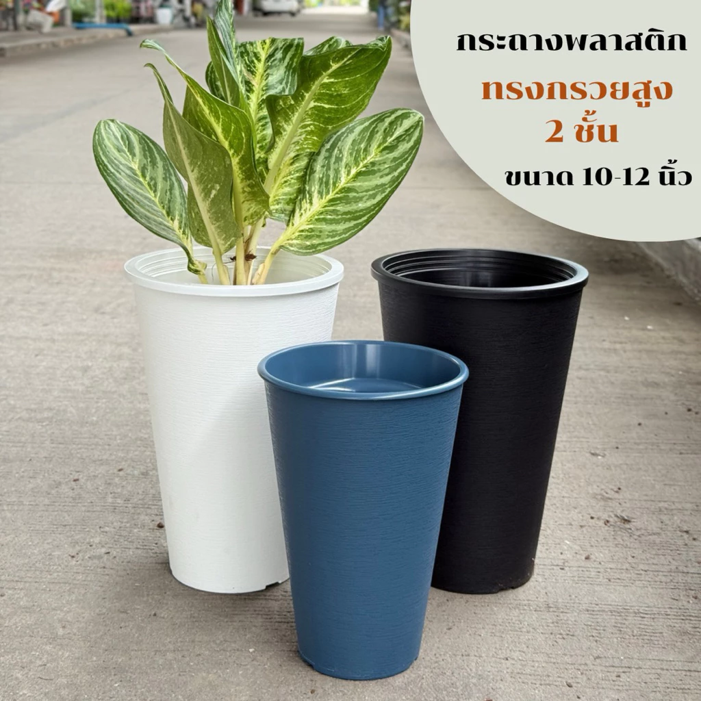 ‼️ถูก ส่งเร็วทันใจ‼️ กระถางทรงกรวยสูง 2 ชั้น ขนาด 10-12 นิ้ว