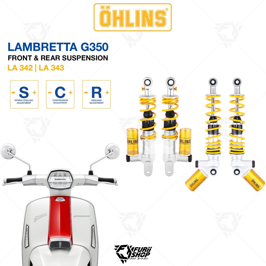ชุดโช๊คหน้า/หลัง Ohlins For Lambretta G350 รหัส (Front) LA 342 /(Rear) LA 343