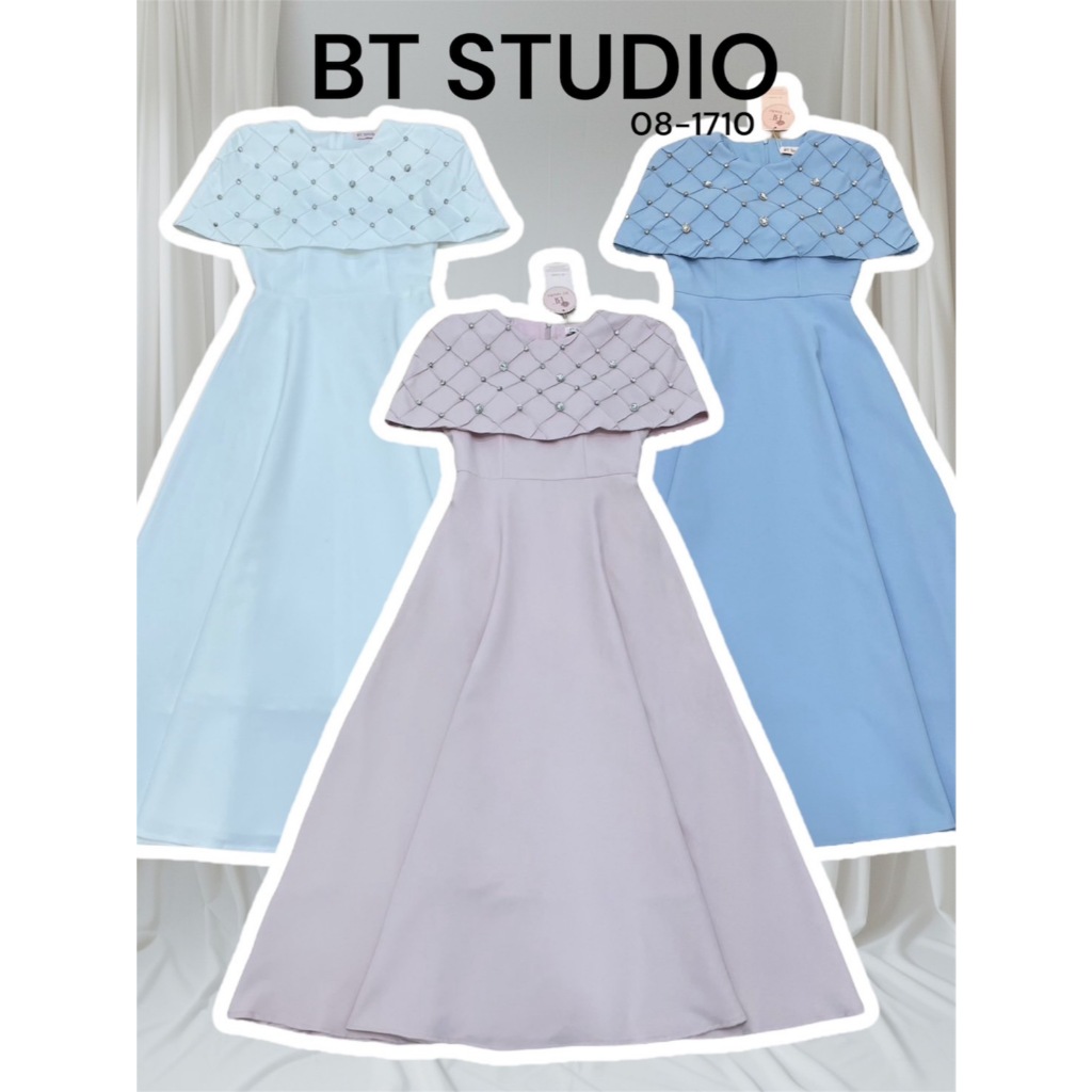 BT 04-1710 เดรสยาวคลุมแต่งเพชรด้านหน้า ปกด้านหลังผ่า ช่วงอกมีฟองน้ำ จีบหน้าหลัง ใส่ออกงาน วันแม่ ทำง