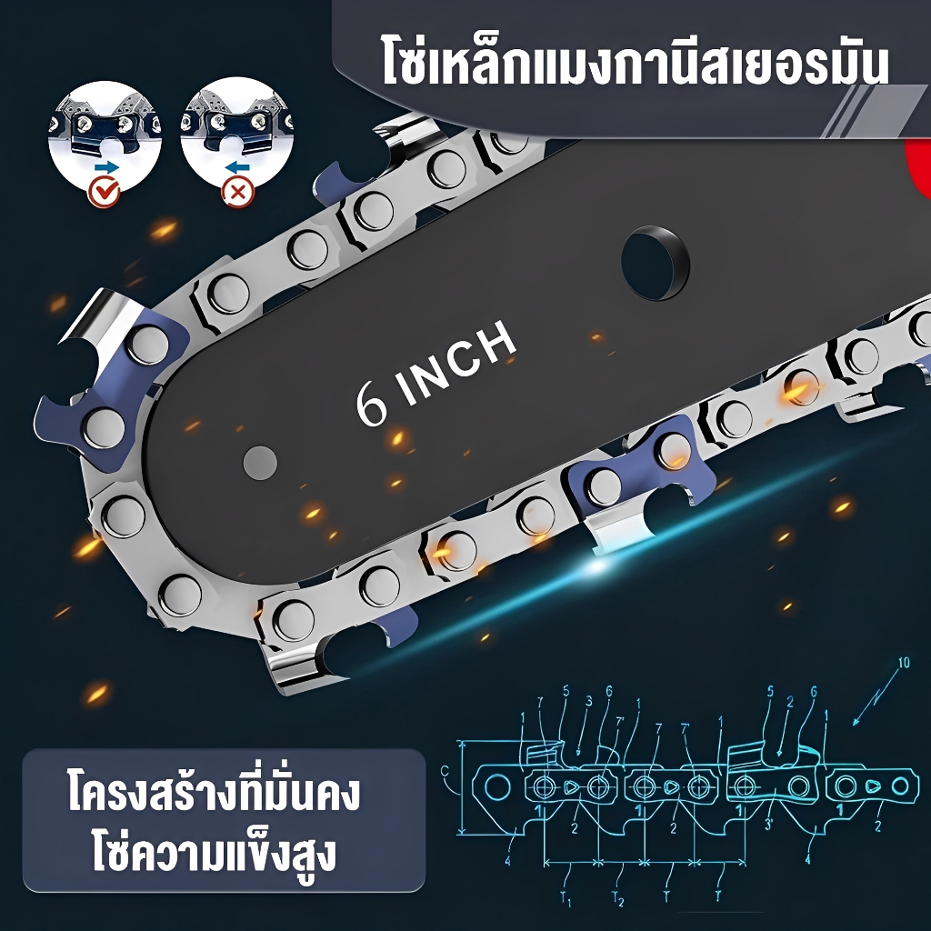 DEWALT เลื่อยโซ่ไร้สาย 8 นิ้ว 299V | มอเตอร์ไร้แปรง 3000W | ตัดไม้ ตัดกิ่งแรง พร้อมชุดอุปกรณ์ครบ - รูปที่ 6