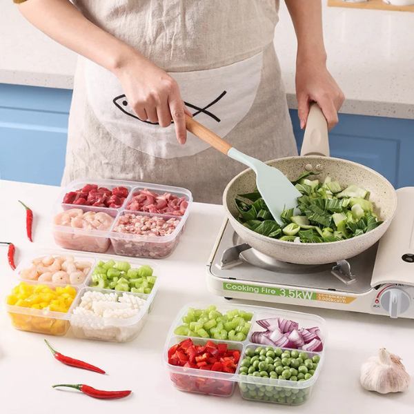 🥝กีวีน่ารัก🥝 กล่องเก็บอาหาร พลาสติก กล่องถนอมอาหาร 4/6 ช่อง พร้อมฝาปิด เก็บอาหารอเนกประสงค์ - รูปที่ 2