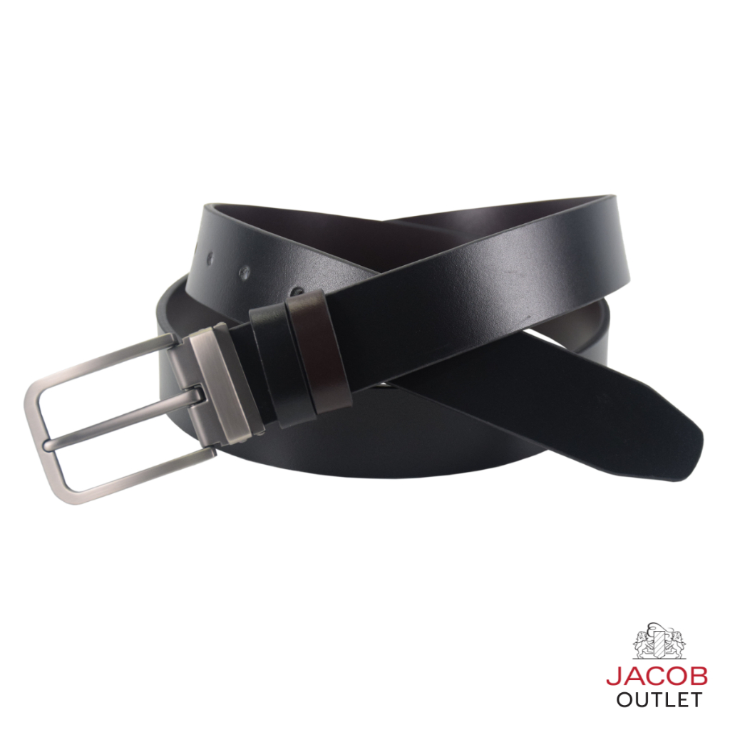 JACOB เข็มขัดหนังแท้ สีดำ/น้ำตาล รุ่น 52167