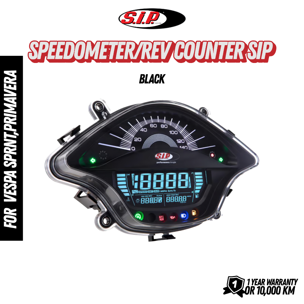 ไมล์ดิจิตอล SIP สีดำ สำหรับ VESPA (PRIMAVERA SPRINT)(MV914008B)